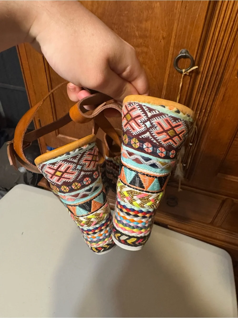 Patrizia Multi Color Wedge heels, Womens size 39 New Without Box